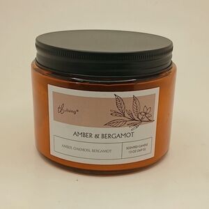 Amber & Bergamot Scented Candle – 13 oz – Warm, Cozy, Long-Lasting Aroma 🍂
